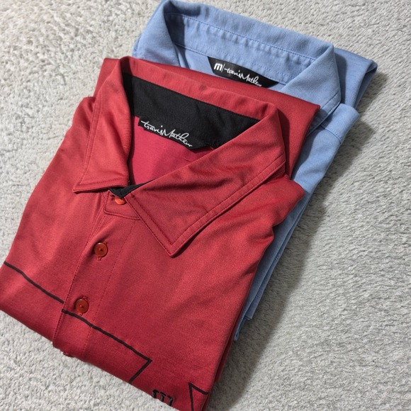TravisMathew Other - 2 Pack! TravisMathew Polos Mens XL‎ Red Blue Bundle Short Sleeve Golf Athletic